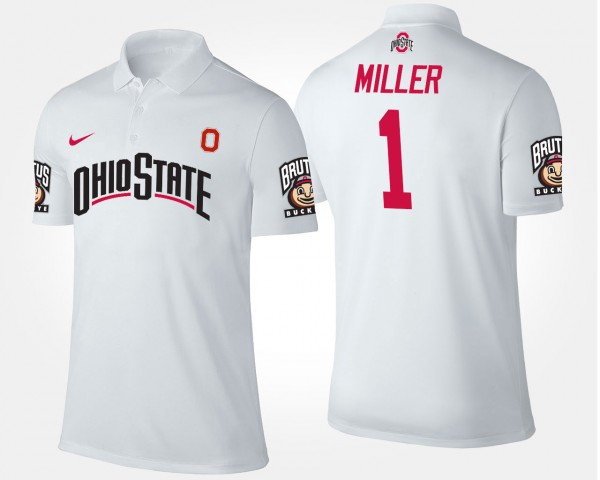 Ohio State Buckeyes Braxton Miller Men's #1 White College Football Polo 2404ZPWE3